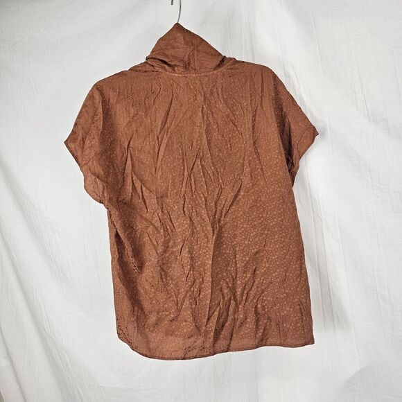 Mango Suit Blusa Luna Nwt US Women's Size 2 Rust Orange Faux Wrap Blouse - Picture 7 of 7